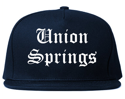 Union Springs Alabama AL Old English Mens Snapback Hat Navy Blue