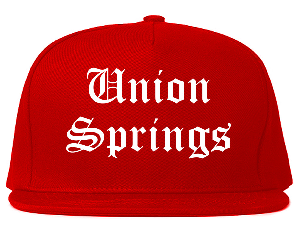 Union Springs Alabama AL Old English Mens Snapback Hat Red