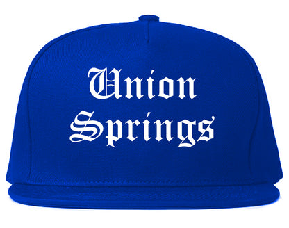 Union Springs Alabama AL Old English Mens Snapback Hat Royal Blue
