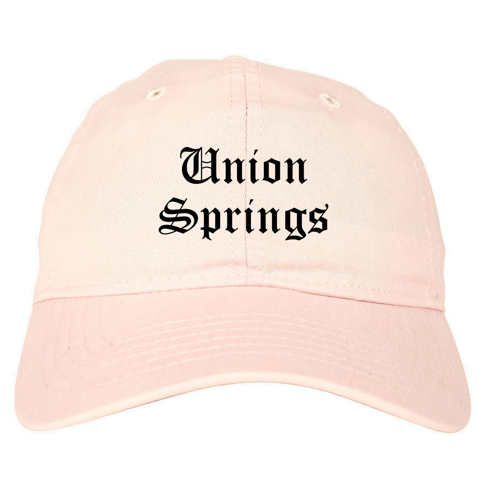 Union Springs Alabama AL Old English Mens Dad Hat Baseball Cap Pink