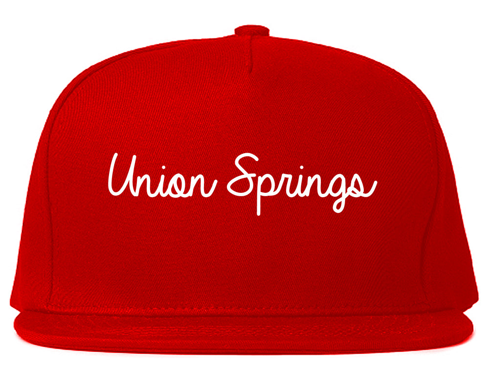Union Springs Alabama AL Script Mens Snapback Hat Red
