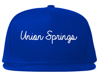 Union Springs Alabama AL Script Mens Snapback Hat Royal Blue