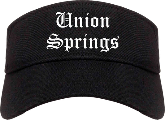 Union Springs Alabama AL Old English Mens Visor Cap Hat Black