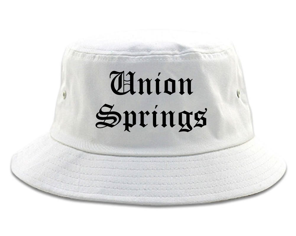 Union Springs Alabama AL Old English Mens Bucket Hat White