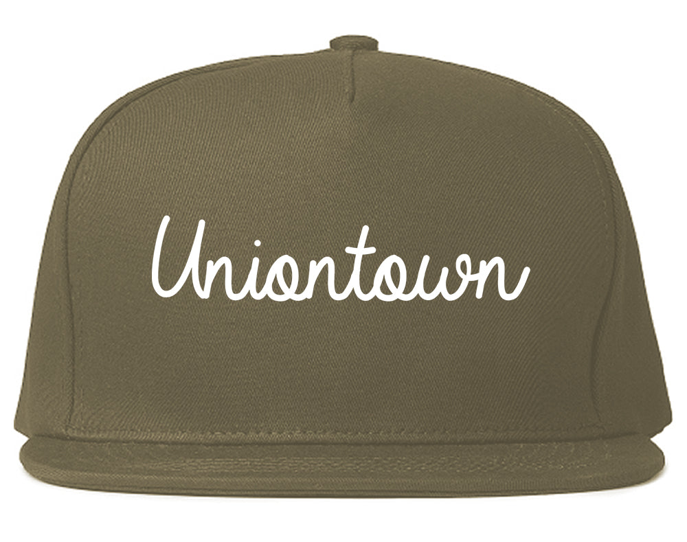 Uniontown Pennsylvania PA Script Mens Snapback Hat Grey