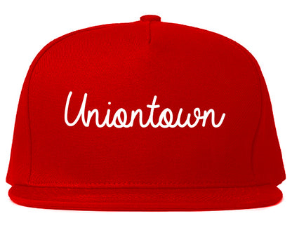 Uniontown Pennsylvania PA Script Mens Snapback Hat Red