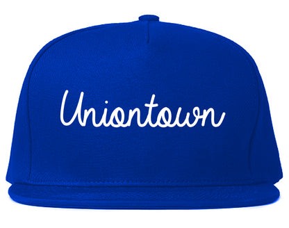 Uniontown Pennsylvania PA Script Mens Snapback Hat Royal Blue