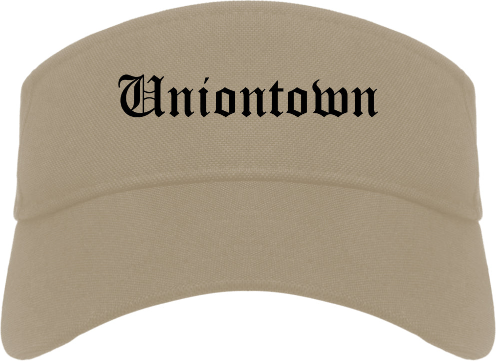 Uniontown Pennsylvania PA Old English Mens Visor Cap Hat Khaki