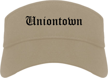 Uniontown Pennsylvania PA Old English Mens Visor Cap Hat Khaki