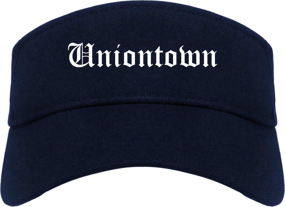 Uniontown Pennsylvania PA Old English Mens Visor Cap Hat Navy Blue