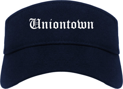 Uniontown Pennsylvania PA Old English Mens Visor Cap Hat Navy Blue