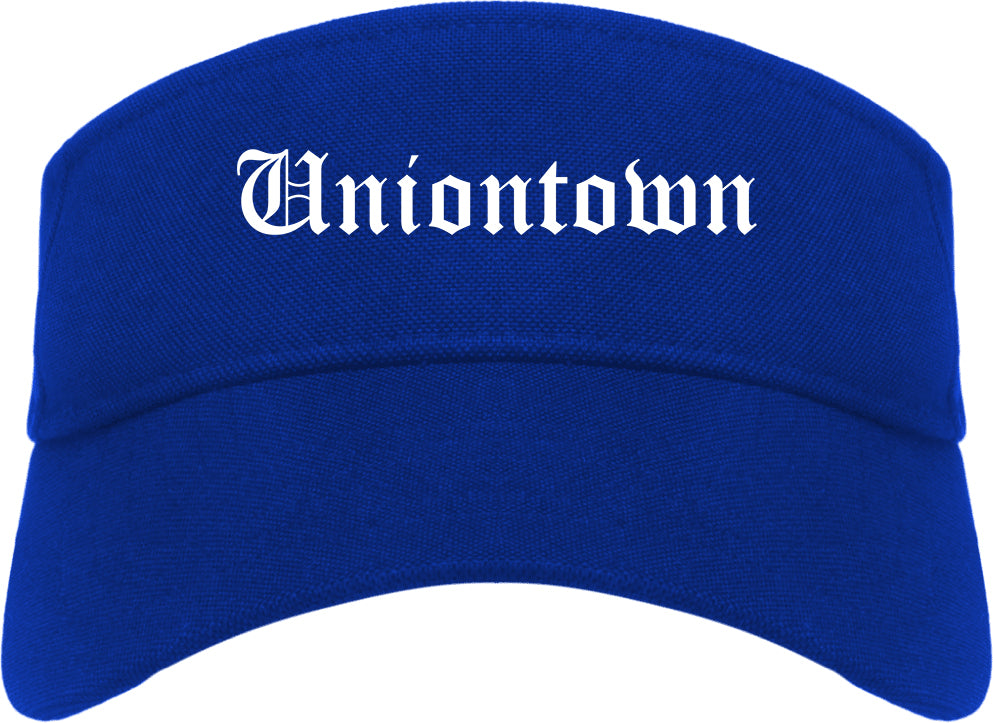 Uniontown Pennsylvania PA Old English Mens Visor Cap Hat Royal Blue