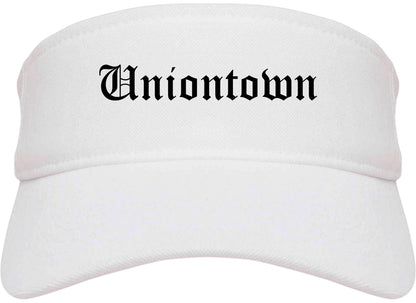 Uniontown Pennsylvania PA Old English Mens Visor Cap Hat White