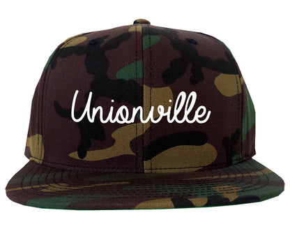 Unionville North Carolina NC Script Mens Snapback Hat Army Camo