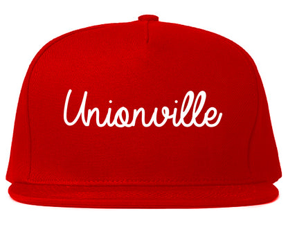 Unionville North Carolina NC Script Mens Snapback Hat Red