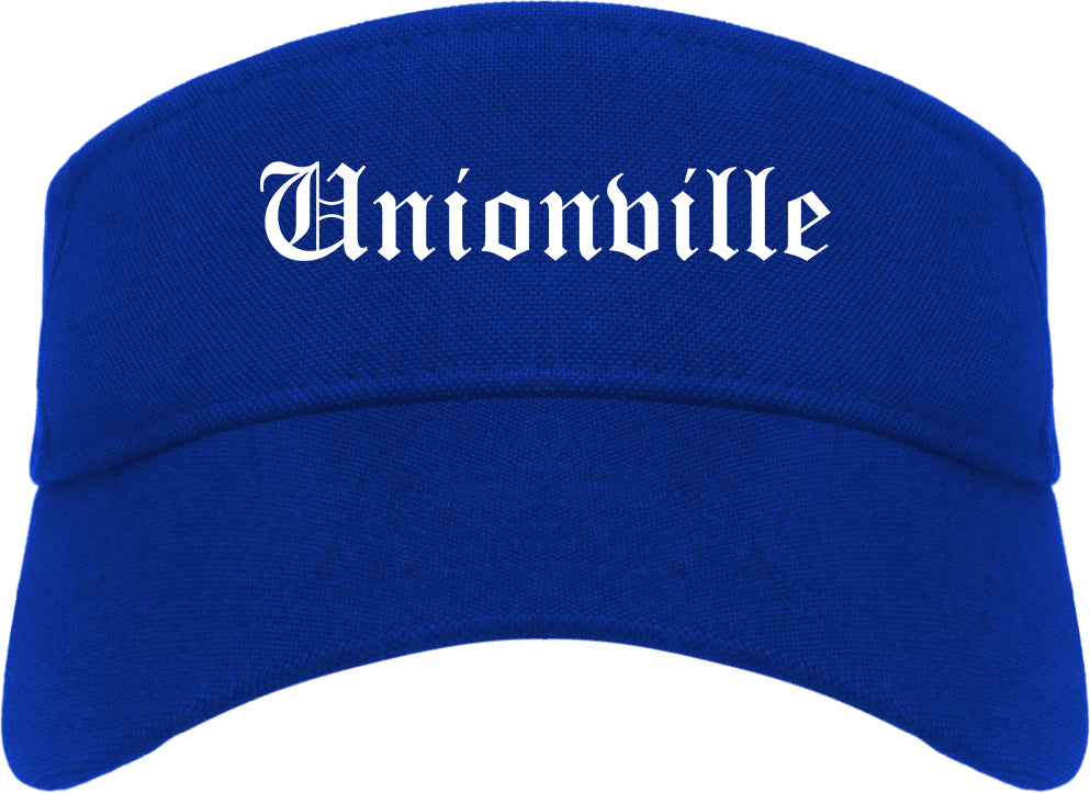 Unionville North Carolina NC Old English Mens Visor Cap Hat Royal Blue