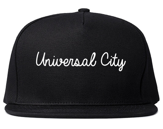 Universal City Texas TX Script Mens Snapback Hat Black