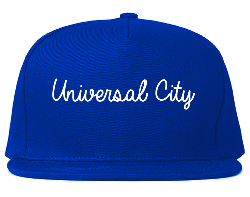 Universal City Texas TX Script Mens Snapback Hat Royal Blue