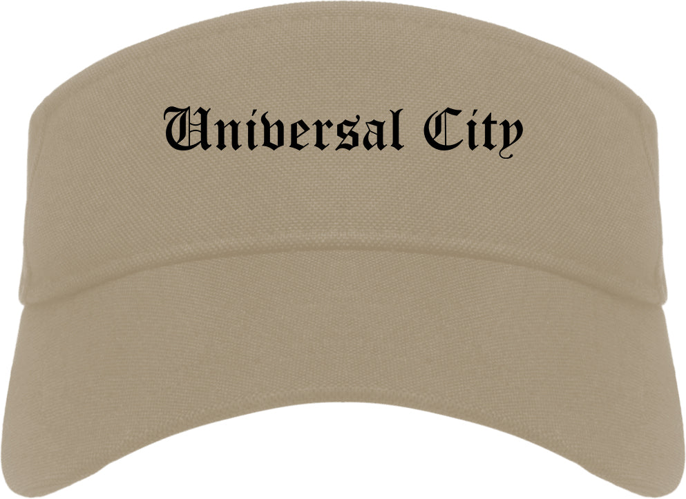Universal City Texas TX Old English Mens Visor Cap Hat Khaki