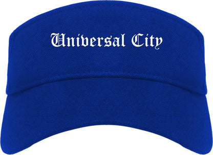 Universal City Texas TX Old English Mens Visor Cap Hat Royal Blue
