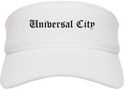 Universal City Texas TX Old English Mens Visor Cap Hat White