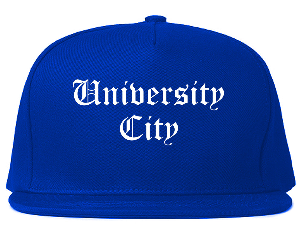 University City Missouri MO Old English Mens Snapback Hat Royal Blue