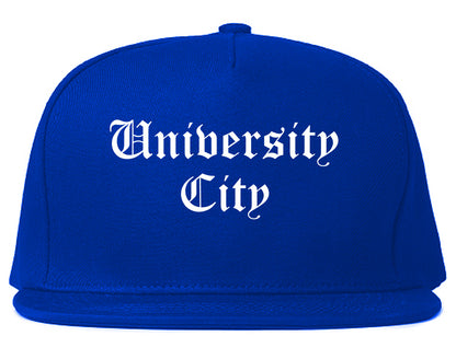 University City Missouri MO Old English Mens Snapback Hat Royal Blue