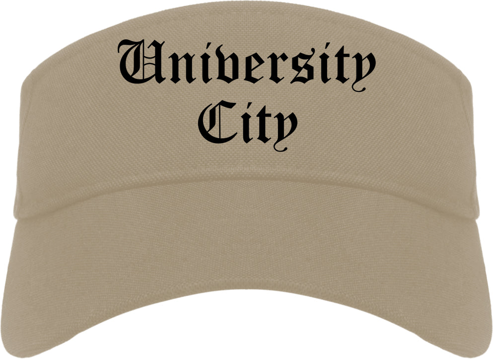 University City Missouri MO Old English Mens Visor Cap Hat Khaki