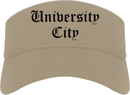 University City Missouri MO Old English Mens Visor Cap Hat Khaki