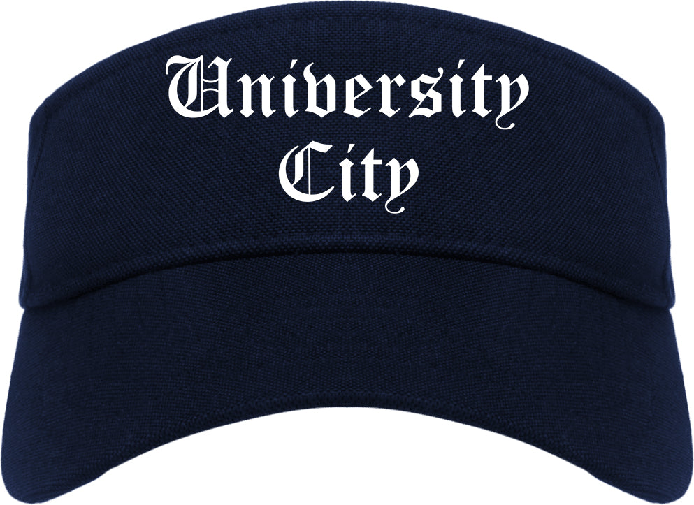 University City Missouri MO Old English Mens Visor Cap Hat Navy Blue