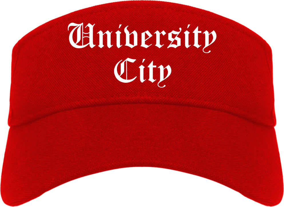 University City Missouri MO Old English Mens Visor Cap Hat Red