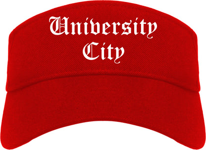 University City Missouri MO Old English Mens Visor Cap Hat Red