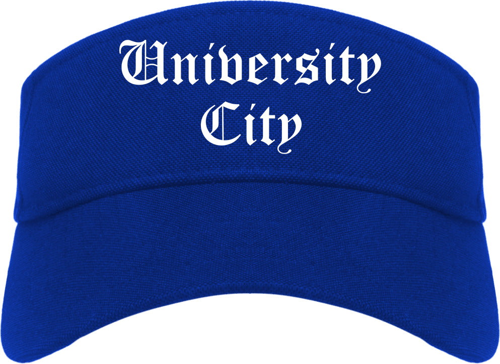 University City Missouri MO Old English Mens Visor Cap Hat Royal Blue