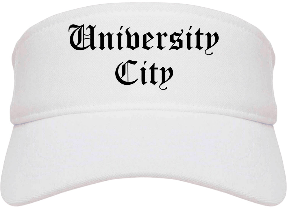 University City Missouri MO Old English Mens Visor Cap Hat White