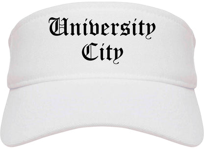 University City Missouri MO Old English Mens Visor Cap Hat White