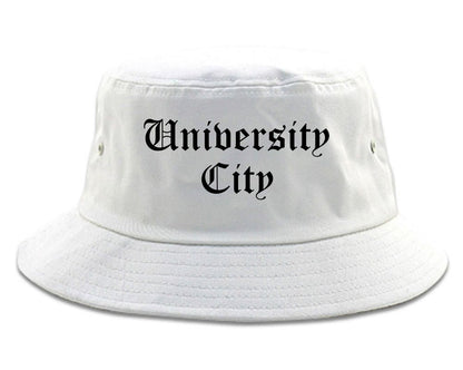 University City Missouri MO Old English Mens Bucket Hat White