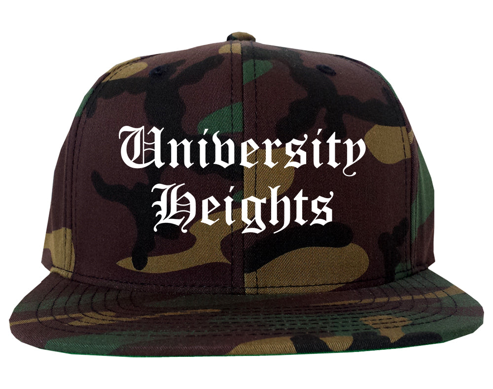 University Heights Ohio OH Old English Mens Snapback Hat Army Camo