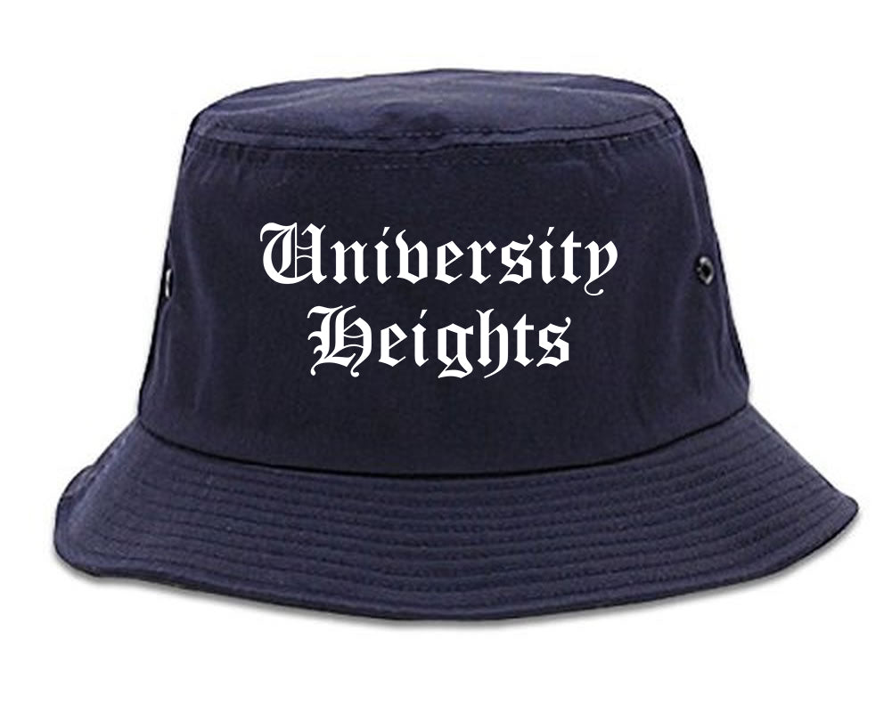 University Heights Ohio OH Old English Mens Bucket Hat Navy Blue