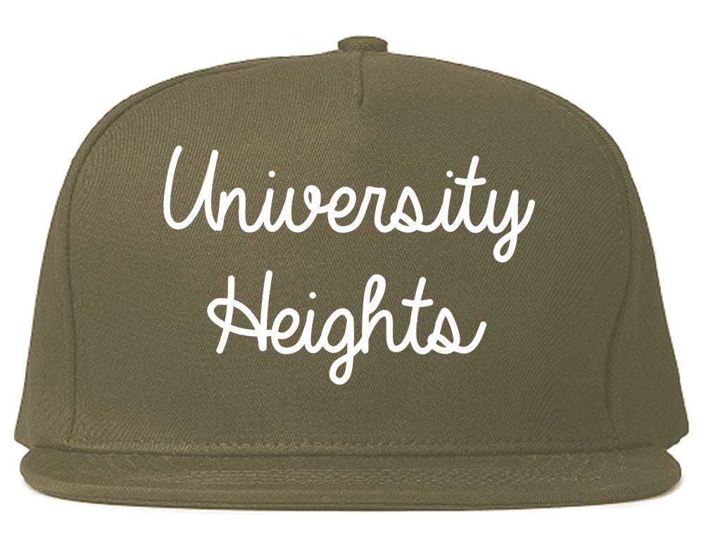 University Heights Ohio OH Script Mens Snapback Hat Grey
