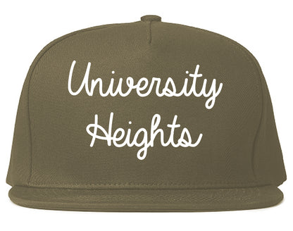 University Heights Ohio OH Script Mens Snapback Hat Grey