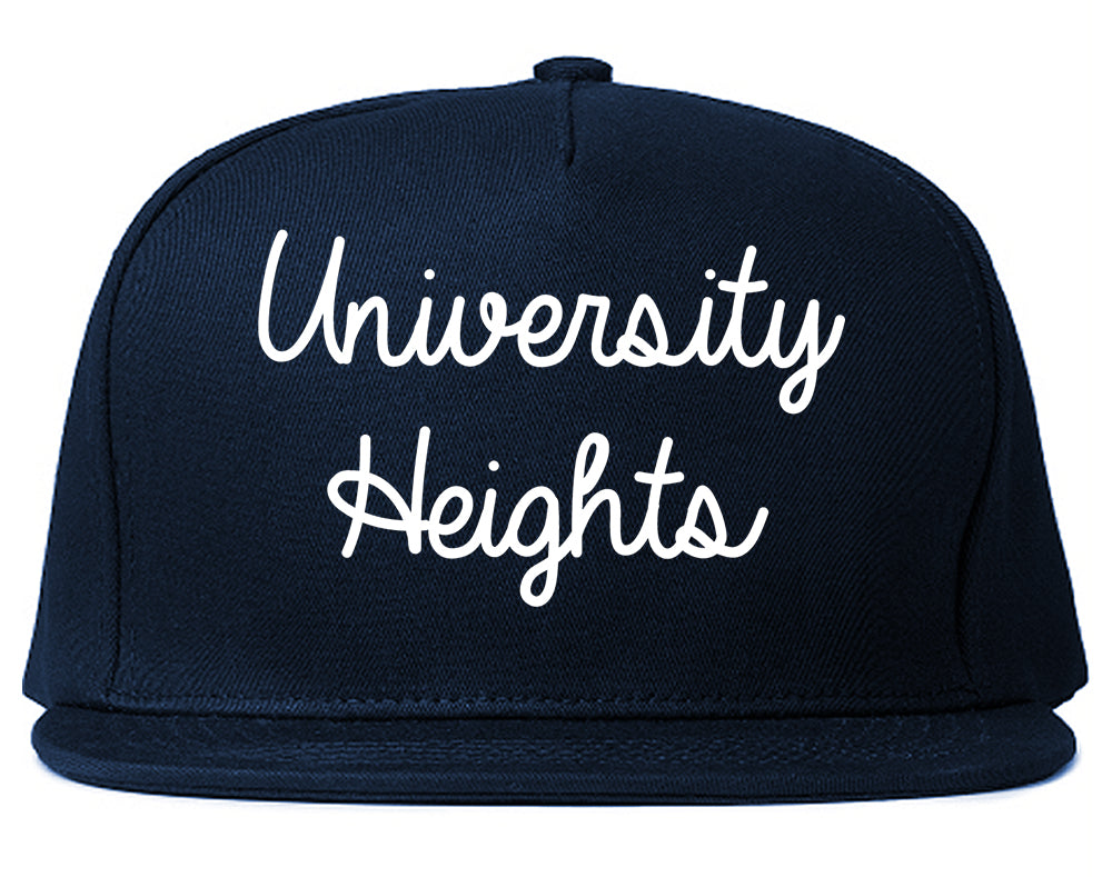 University Heights Ohio OH Script Mens Snapback Hat Navy Blue