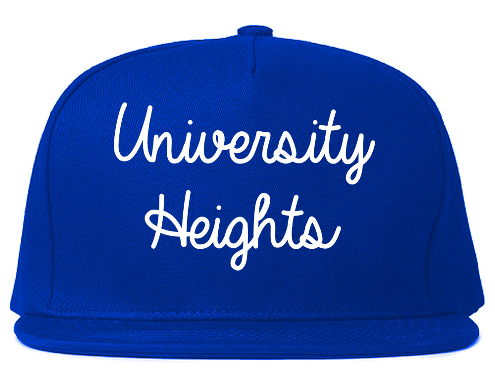 University Heights Ohio OH Script Mens Snapback Hat Royal Blue