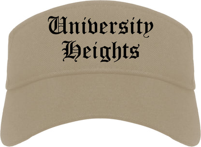 University Heights Ohio OH Old English Mens Visor Cap Hat Khaki