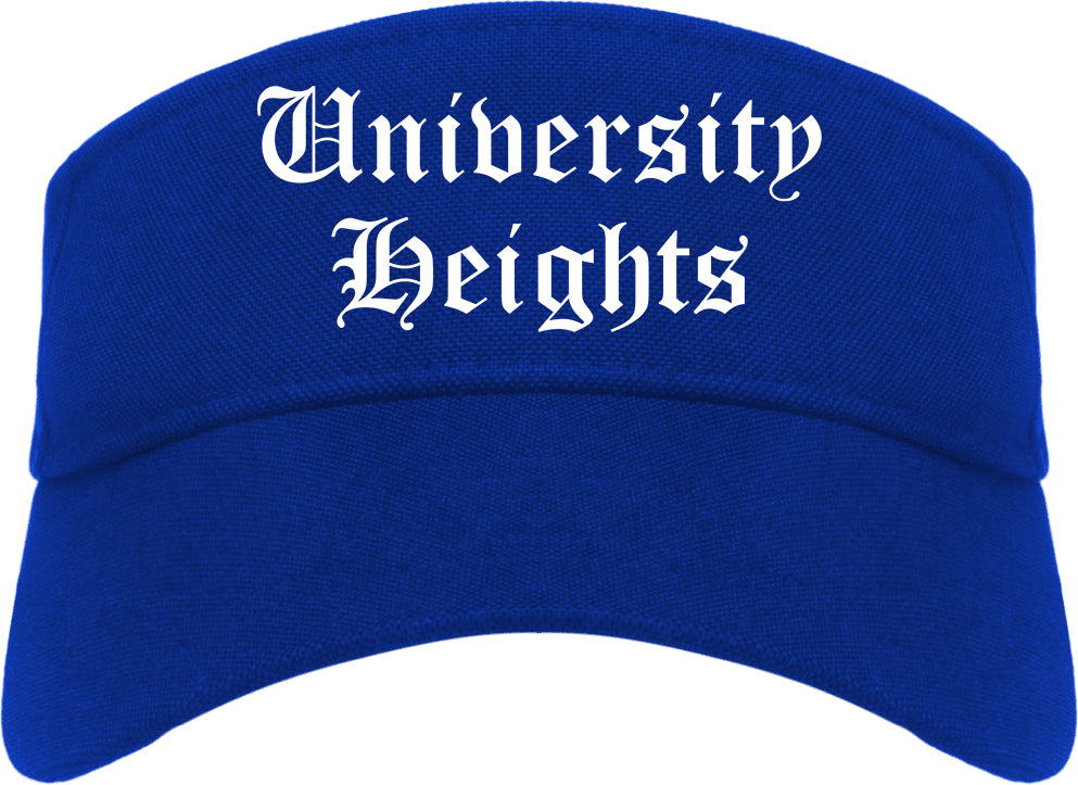 University Heights Ohio OH Old English Mens Visor Cap Hat Royal Blue