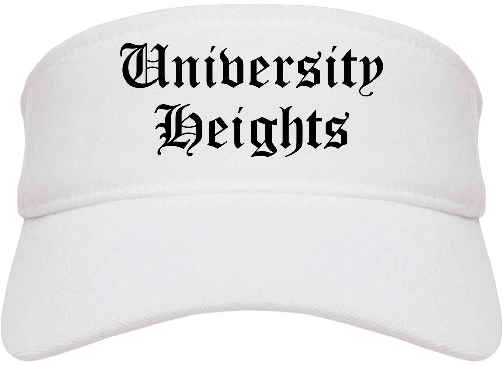 University Heights Ohio OH Old English Mens Visor Cap Hat White