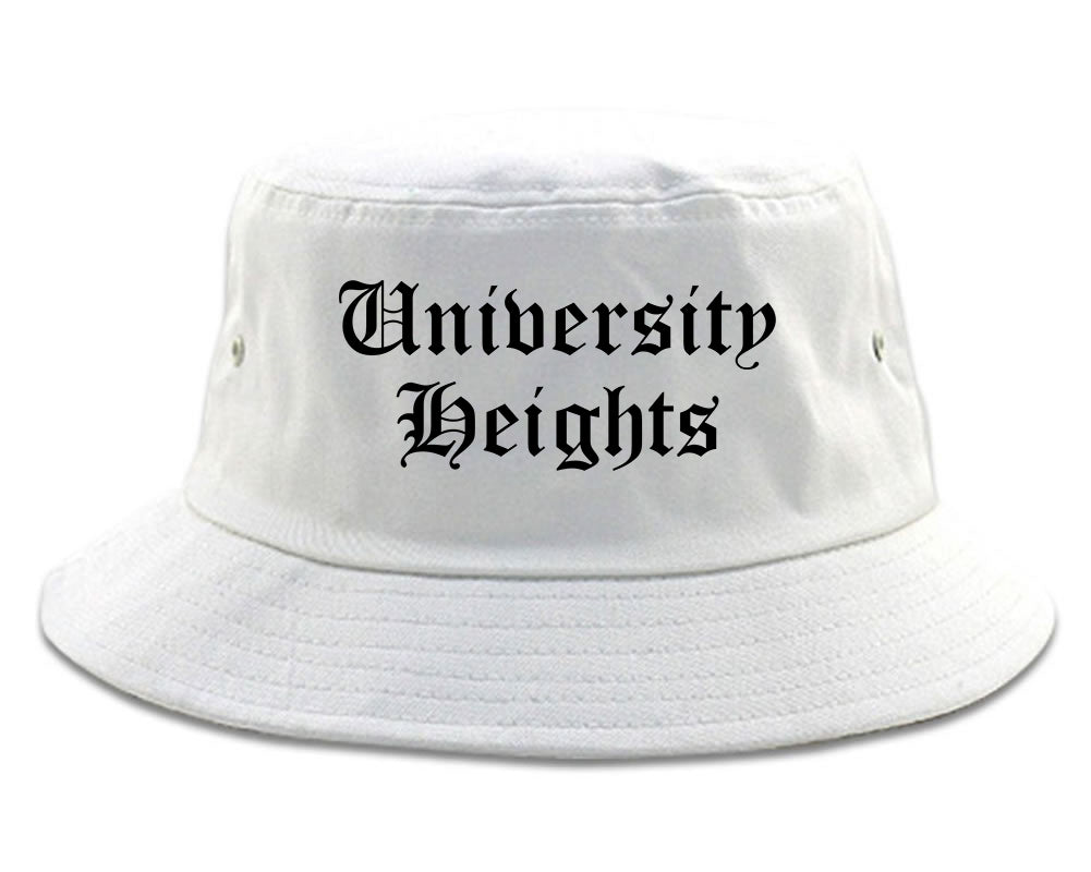 University Heights Ohio OH Old English Mens Bucket Hat White