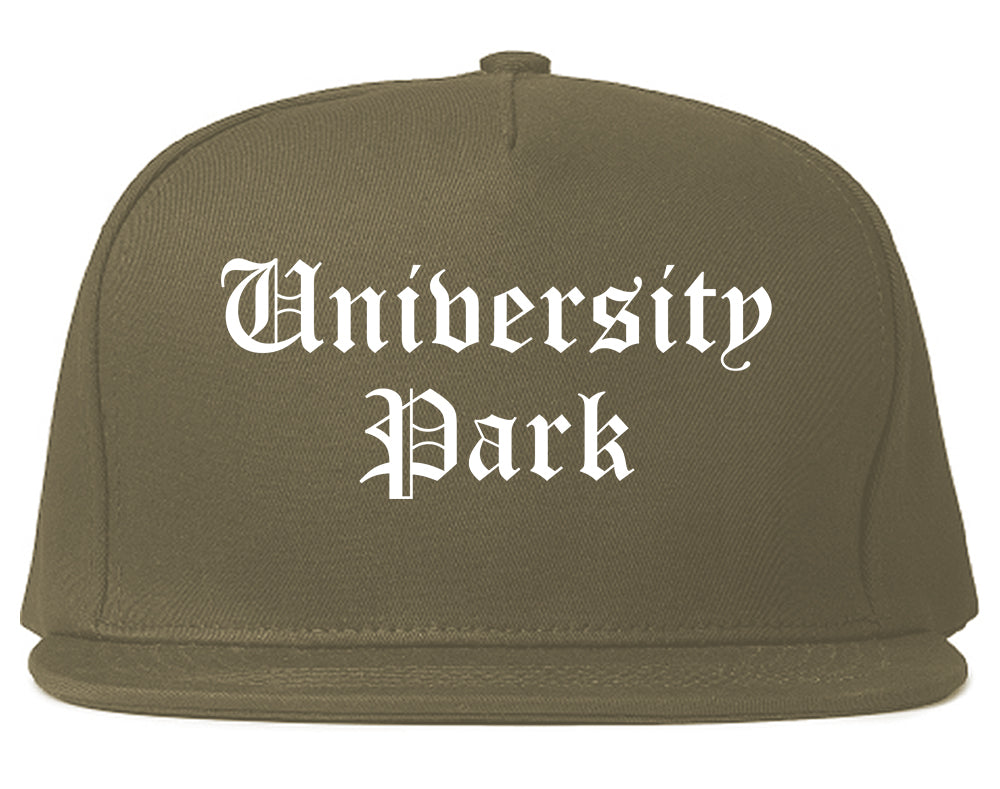 University Park Illinois IL Old English Mens Snapback Hat Grey