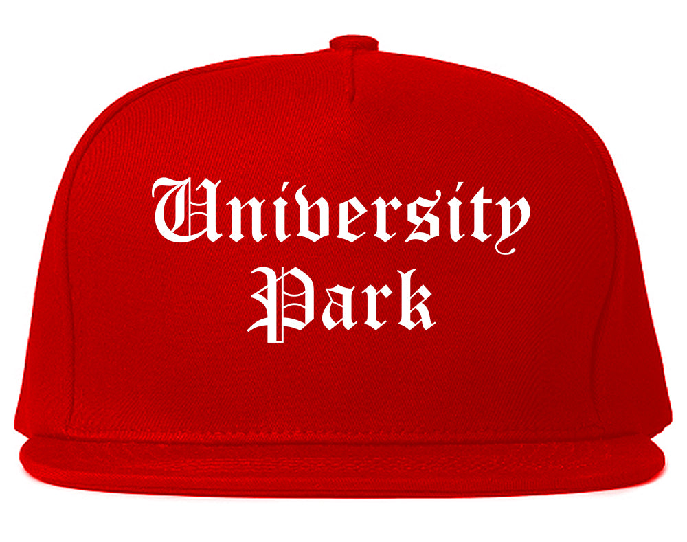 University Park Illinois IL Old English Mens Snapback Hat Red