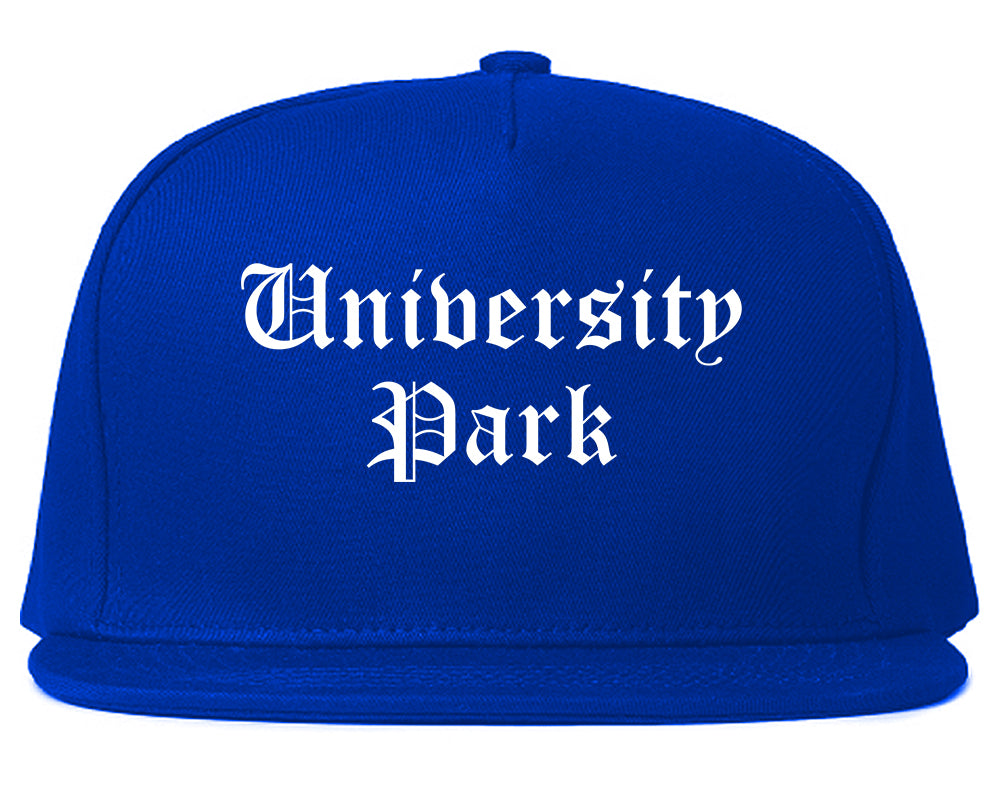 University Park Illinois IL Old English Mens Snapback Hat Royal Blue