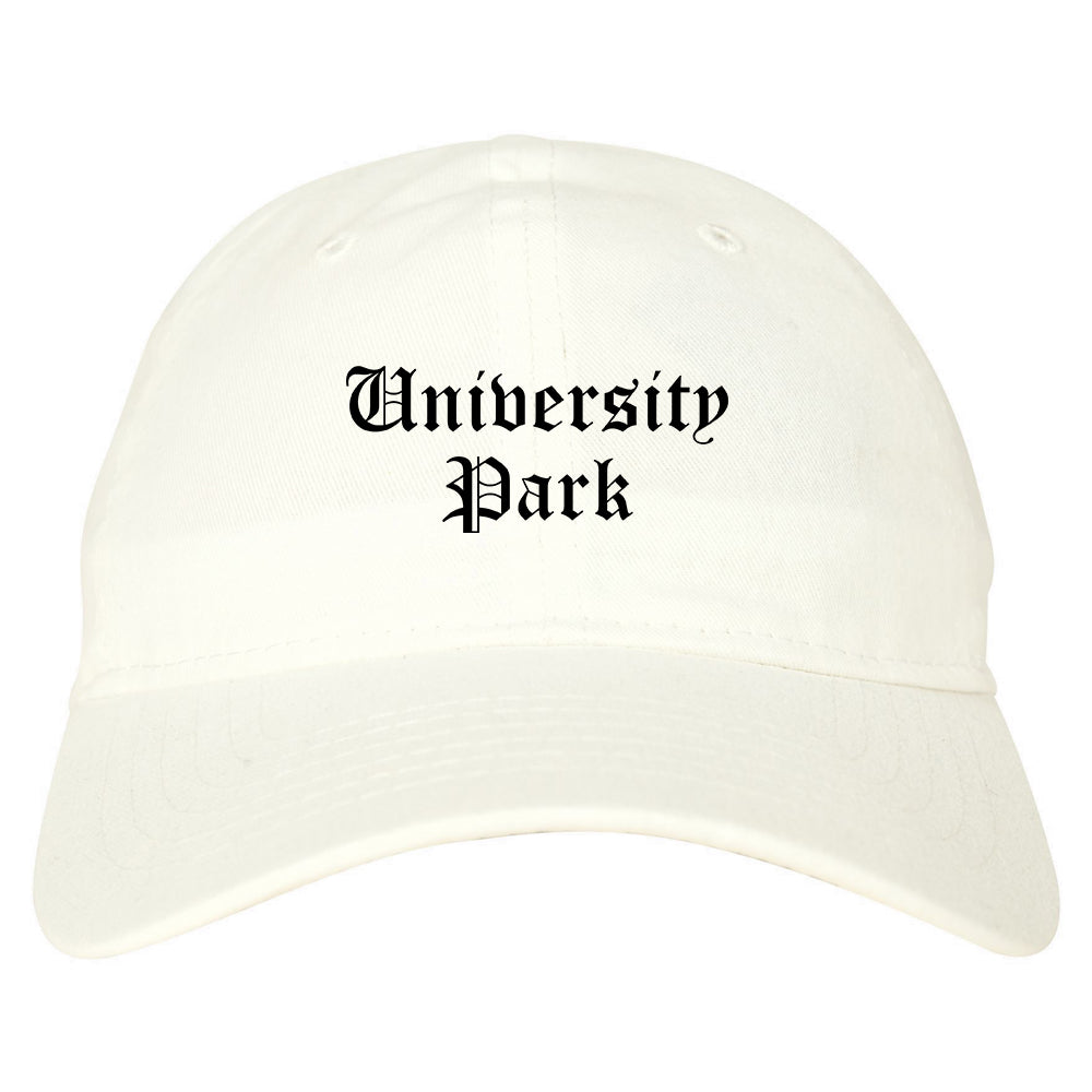 University Park Illinois IL Old English Mens Dad Hat Baseball Cap White